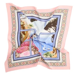 E.Marinella FOULARD|FOULARD IN SETA 90 ROSA I faraglioni di capri
