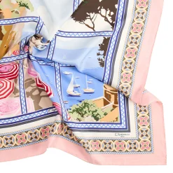 E.Marinella FOULARD|FOULARD IN SETA 90 ROSA I faraglioni di capri