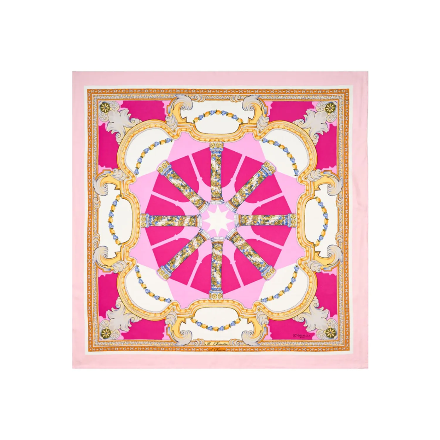 E.Marinella FOULARD|FOULARD IN SETA 90 ROSA Il chiostro di santa chiara
