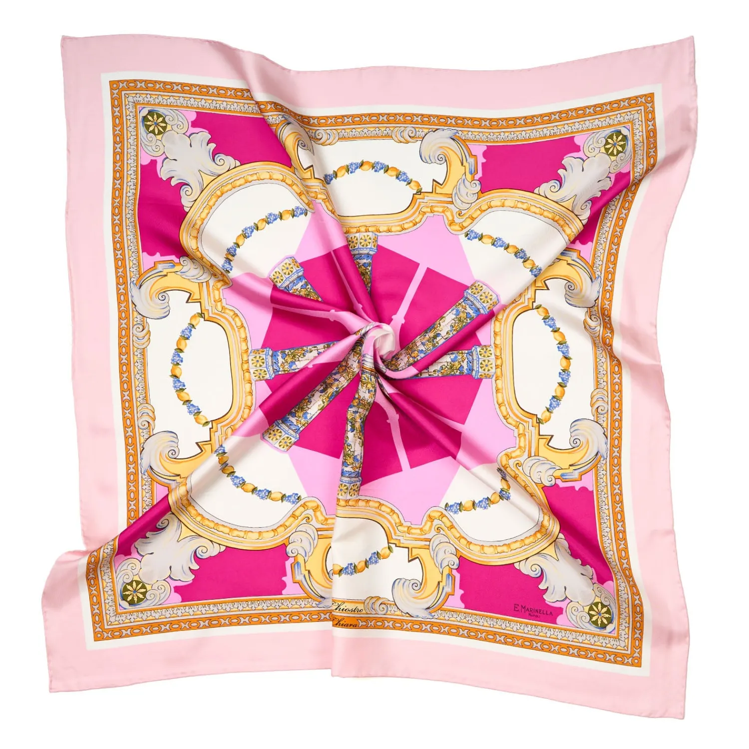 E.Marinella FOULARD|FOULARD IN SETA 90 ROSA Il chiostro di santa chiara