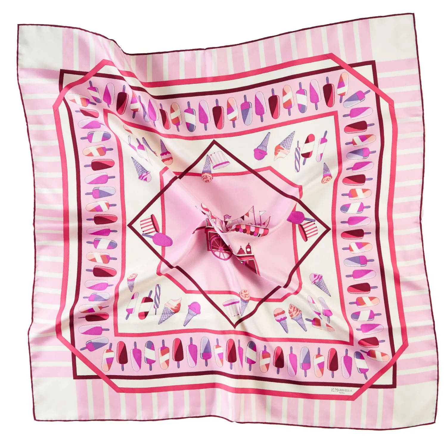 E.Marinella FOULARD|FOULARD IN SETA 90 ROSA La gelateria