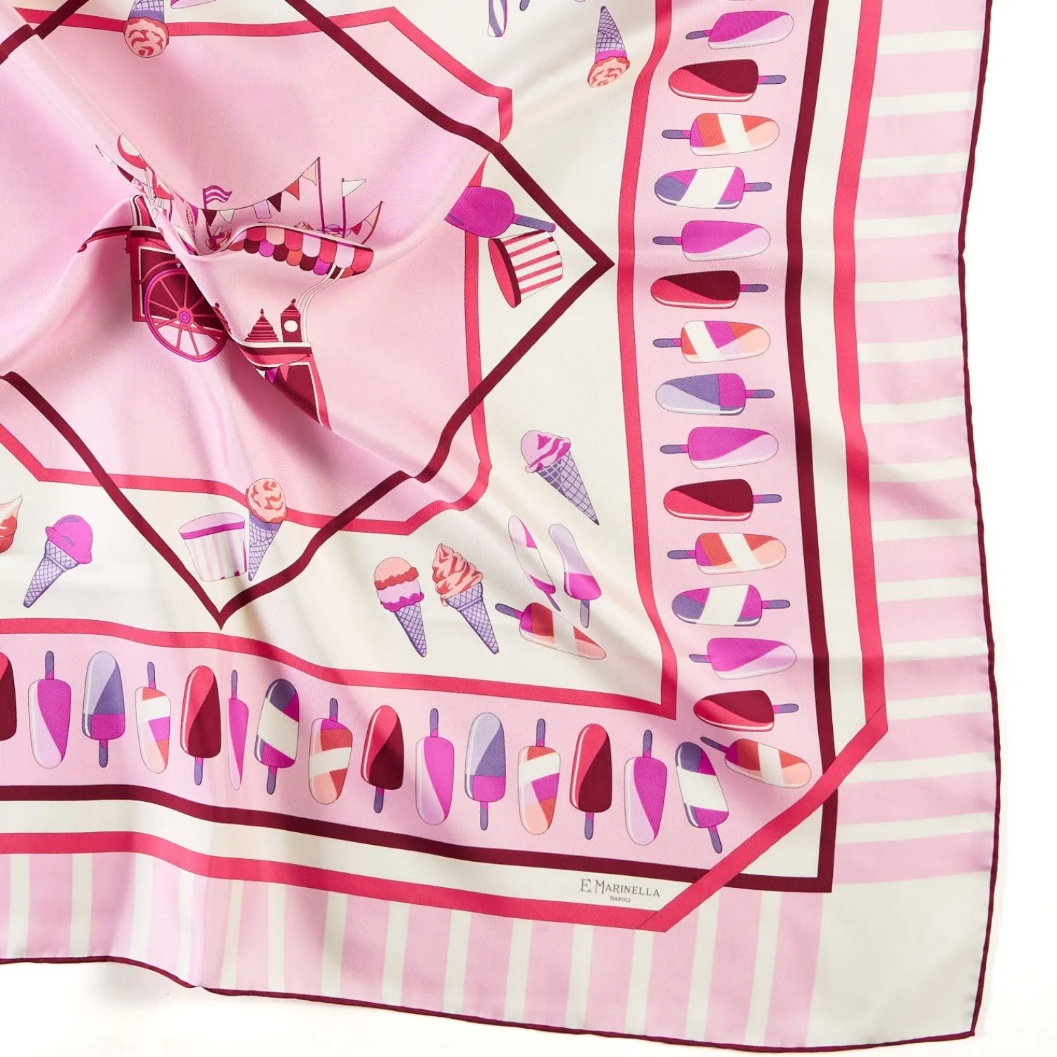 E.Marinella FOULARD|FOULARD IN SETA 90 ROSA La gelateria