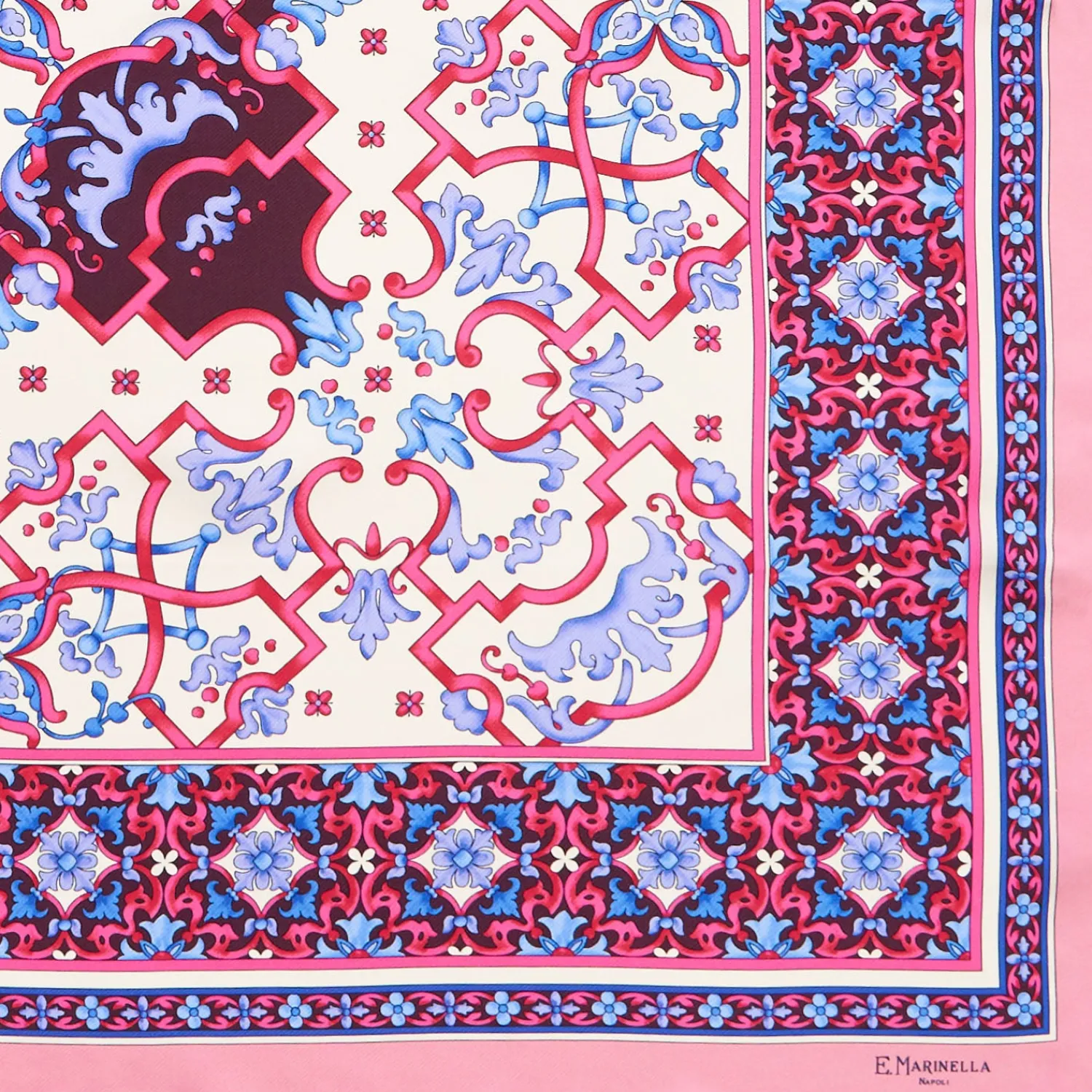 E.Marinella FOULARD|FOULARD IN SETA 90 ROSA Maiolica mediterranea