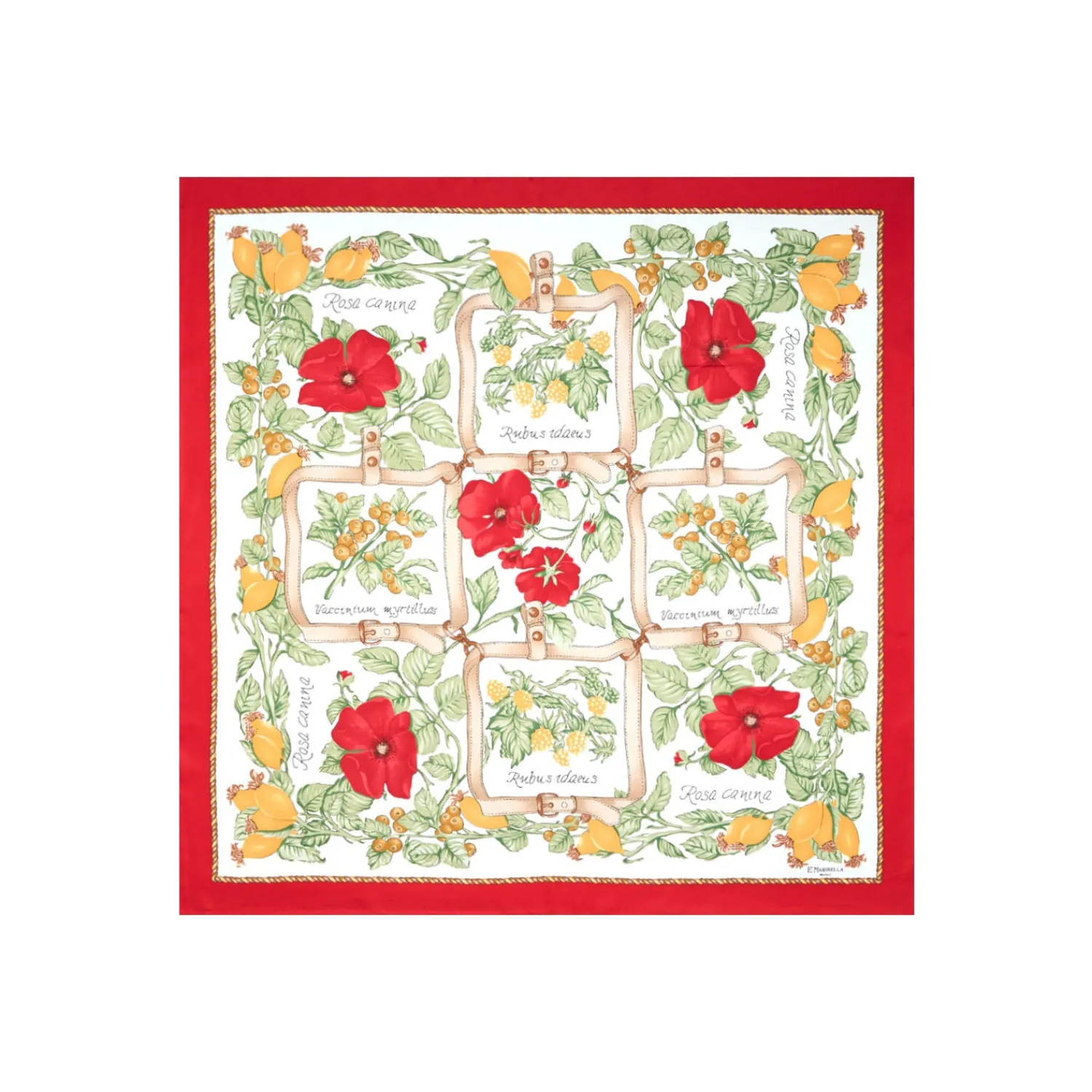 E.Marinella FOULARD|FOULARD IN SETA 90 ROSSO La rosa canina
