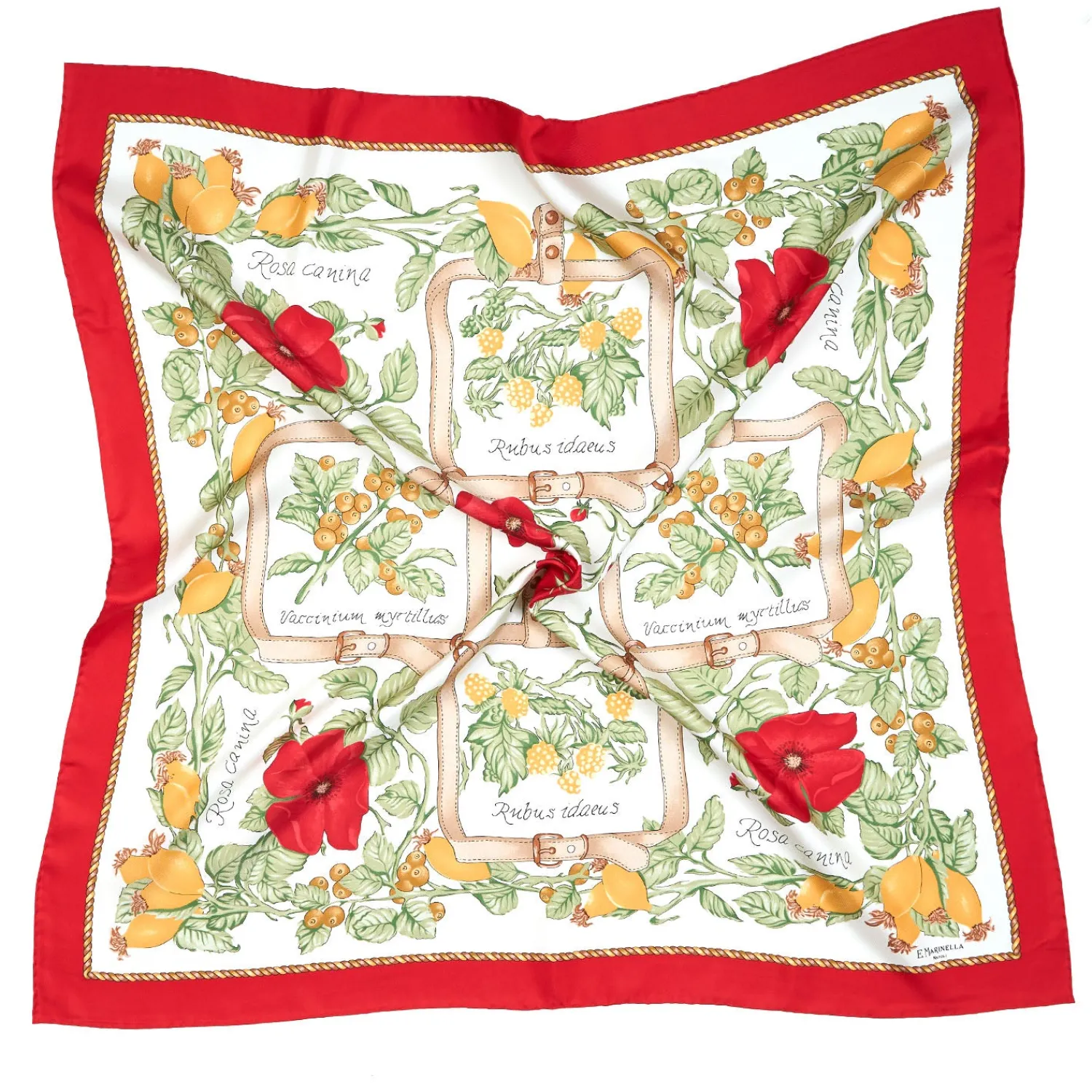 E.Marinella FOULARD|FOULARD IN SETA 90 ROSSO La rosa canina