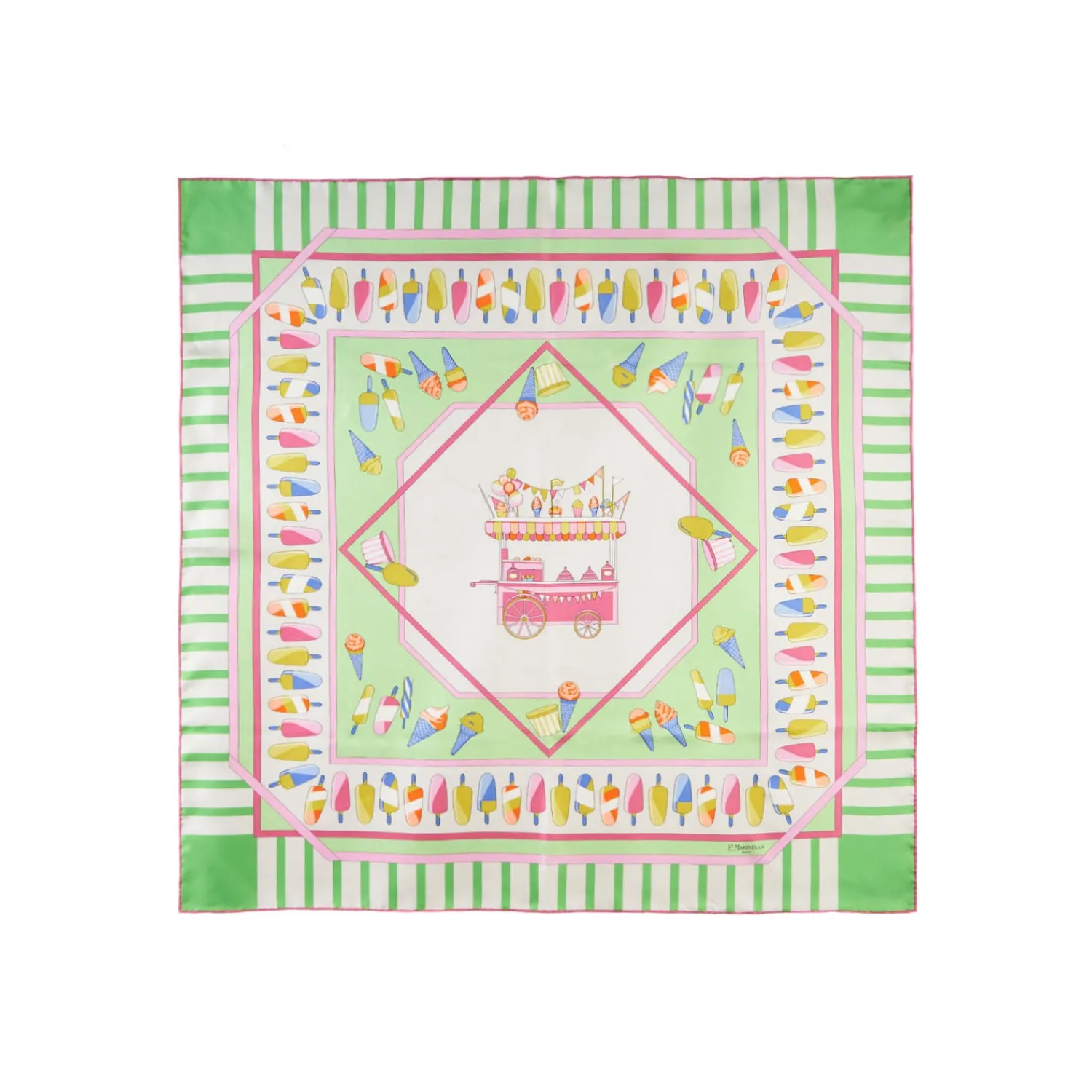 E.Marinella FOULARD|FOULARD IN SETA 90 VERDE CHIARO La gelateria
