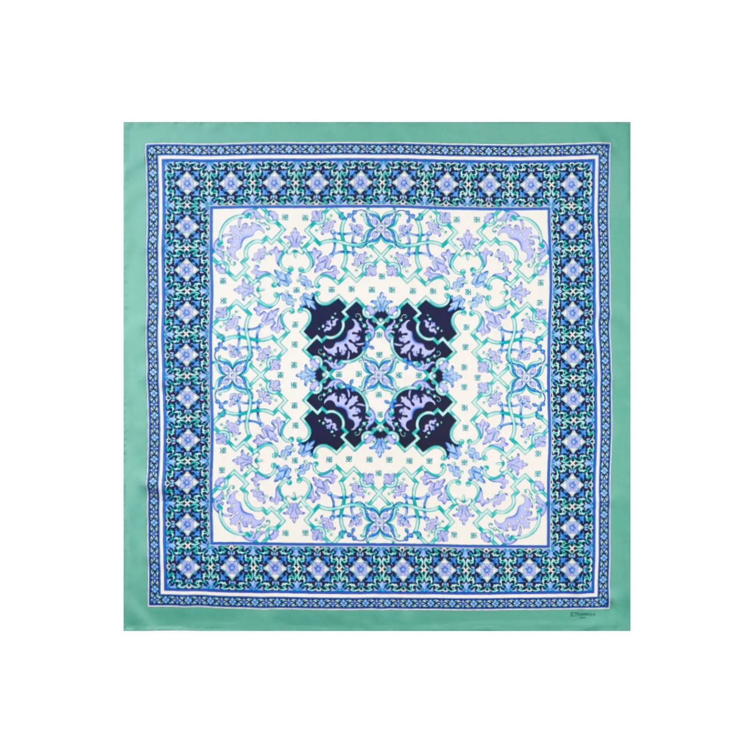 E.Marinella FOULARD|FOULARD IN SETA 90 VERDE CHIARO Maiolica mediterranea