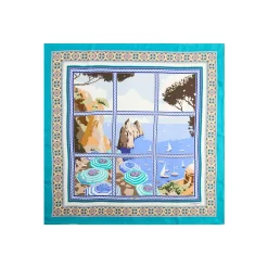 E.Marinella FOULARD|FOULARD IN SETA 90 VERDE I faraglioni di capri