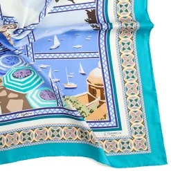 E.Marinella FOULARD|FOULARD IN SETA 90 VERDE I faraglioni di capri