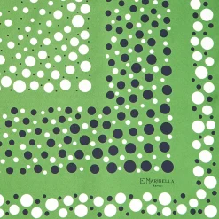 E.Marinella FOULARD|FOULARD IN SETA 65 VERDE OLIVA Eleganza a pois