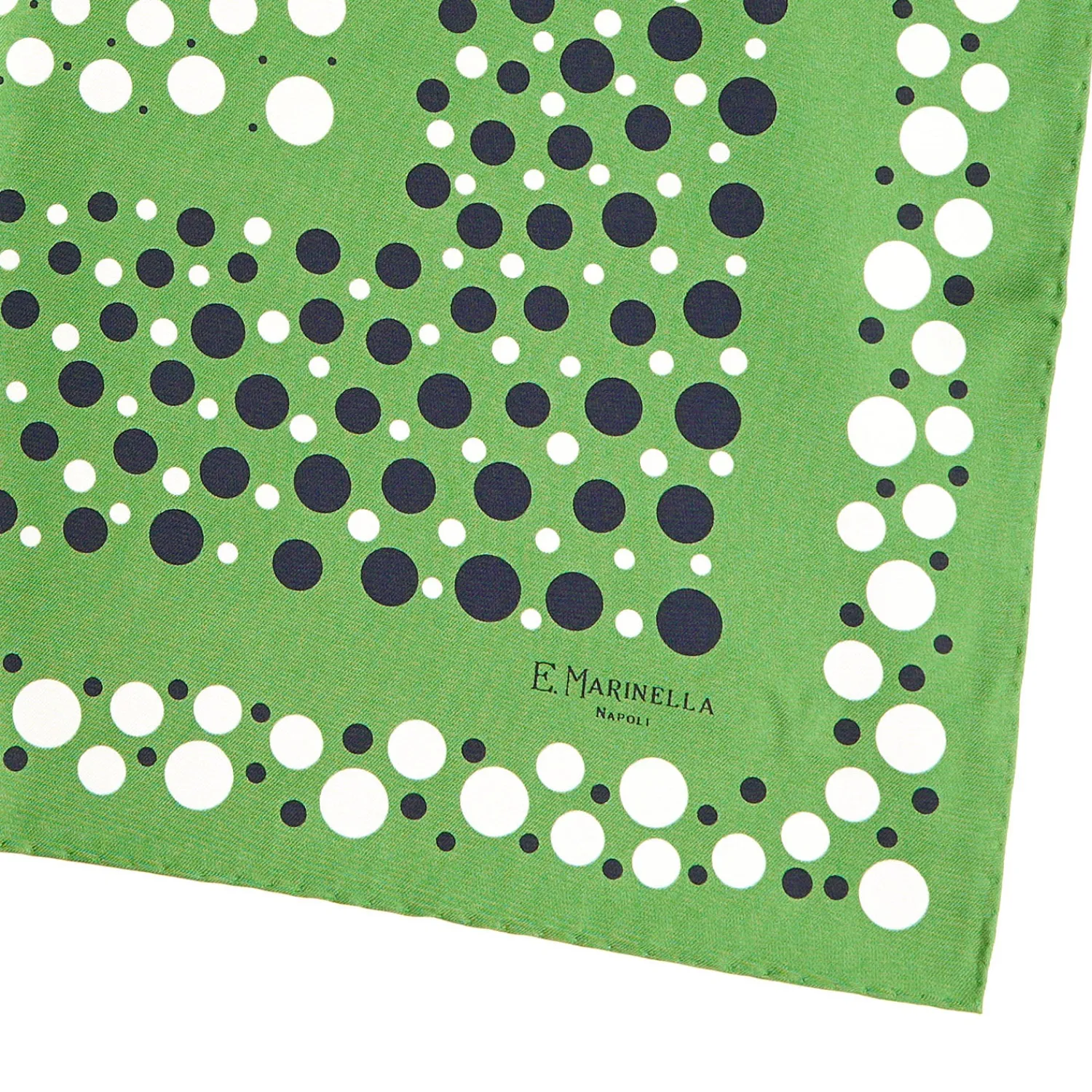 E.Marinella FOULARD|FOULARD IN SETA 65 VERDE OLIVA Eleganza a pois