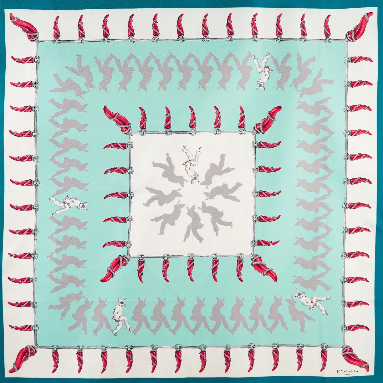 E.Marinella FOULARD|FOULARD IN SETA 90 VERDE Pulcinella portafortuna