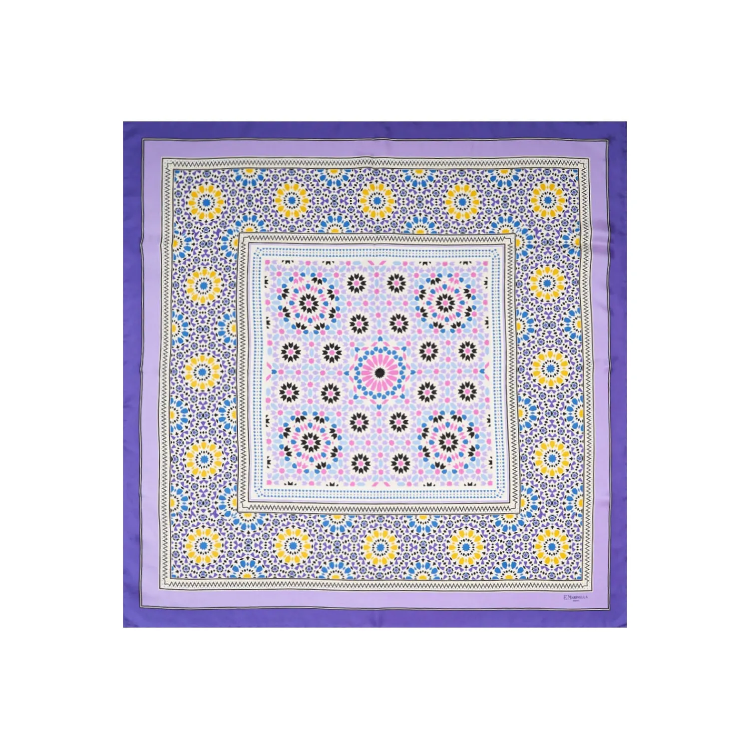 E.Marinella FOULARD|FOULARD IN SETA 90 VIOLA Mosaico