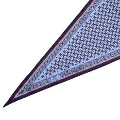 E.Marinella Foulard|FOULARD ROMBO IN SETA AZZURRO Microfantasia fiore