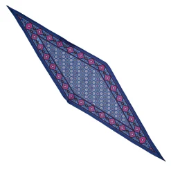 E.Marinella Foulard|FOULARD ROMBO IN SETA AZZURRO POLVERE Microfantasia fiore
