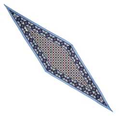 E.Marinella Foulard|FOULARD ROMBO IN SETA AZZURRO Microfantasia fiore