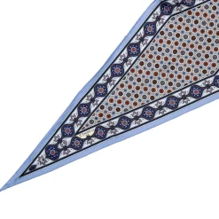 E.Marinella Foulard|FOULARD ROMBO IN SETA AZZURRO Microfantasia fiore