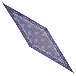 E.Marinella Foulard|FOULARD ROMBO IN SETA AZZURRO POLVERE Microfantasia fiore