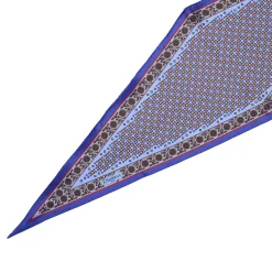 E.Marinella Foulard|FOULARD ROMBO IN SETA AZZURRO POLVERE Microfantasia fiore