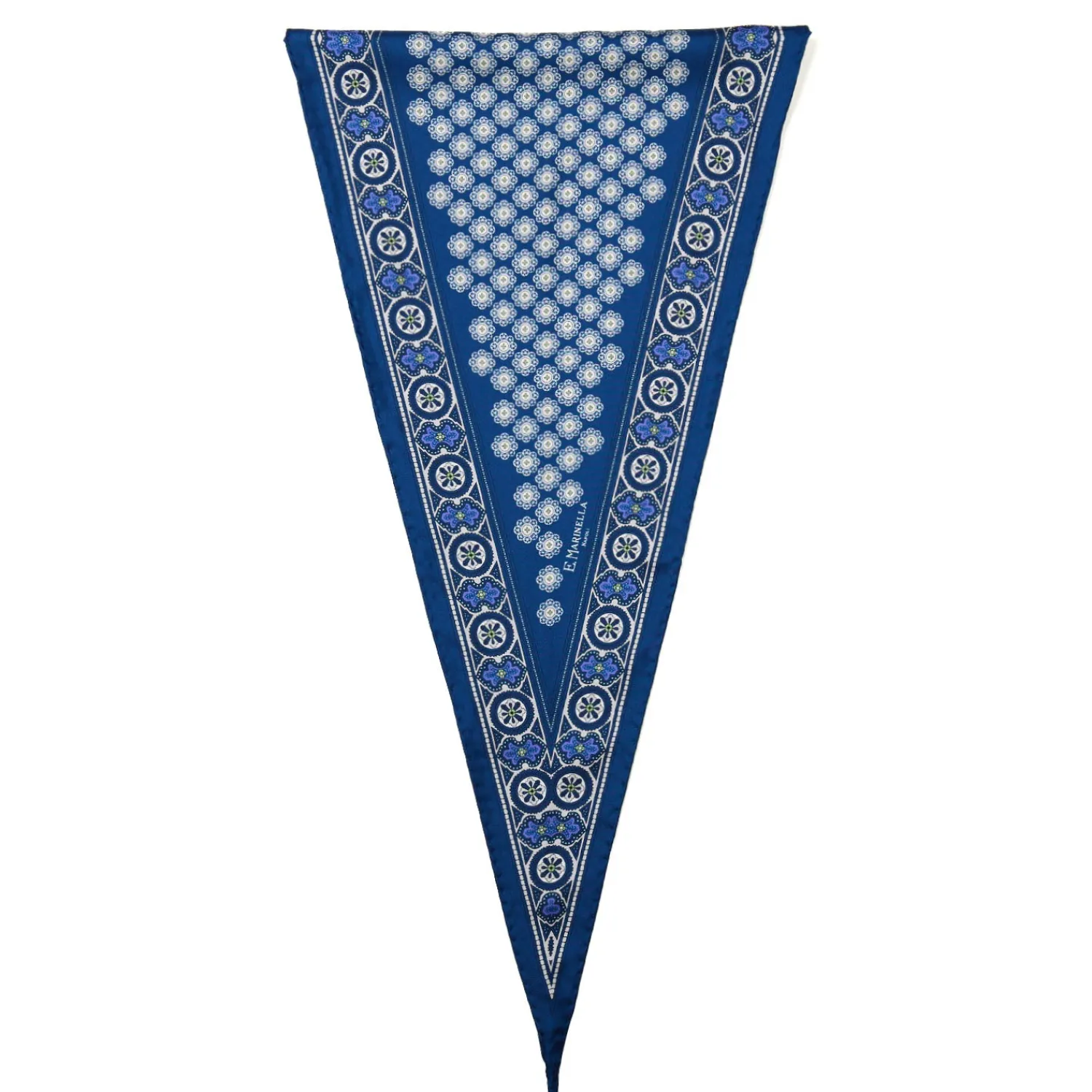 E.Marinella Foulard|FOULARD ROMBO IN SETA BLUETTE Microfantasia fiore