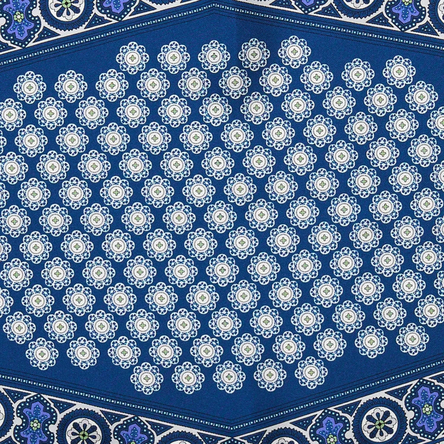 E.Marinella Foulard|FOULARD ROMBO IN SETA BLUETTE Microfantasia fiore