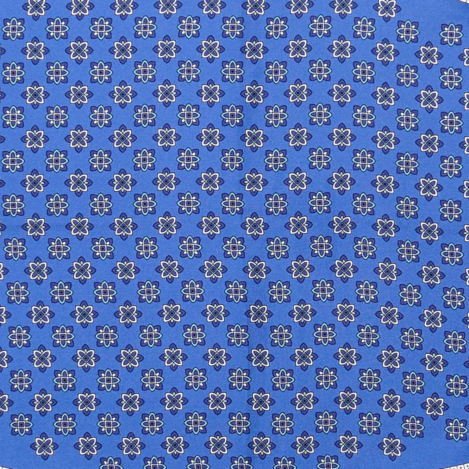E.Marinella Foulard|FOULARD ROMBO IN SETA BLU Microfantasia fiore