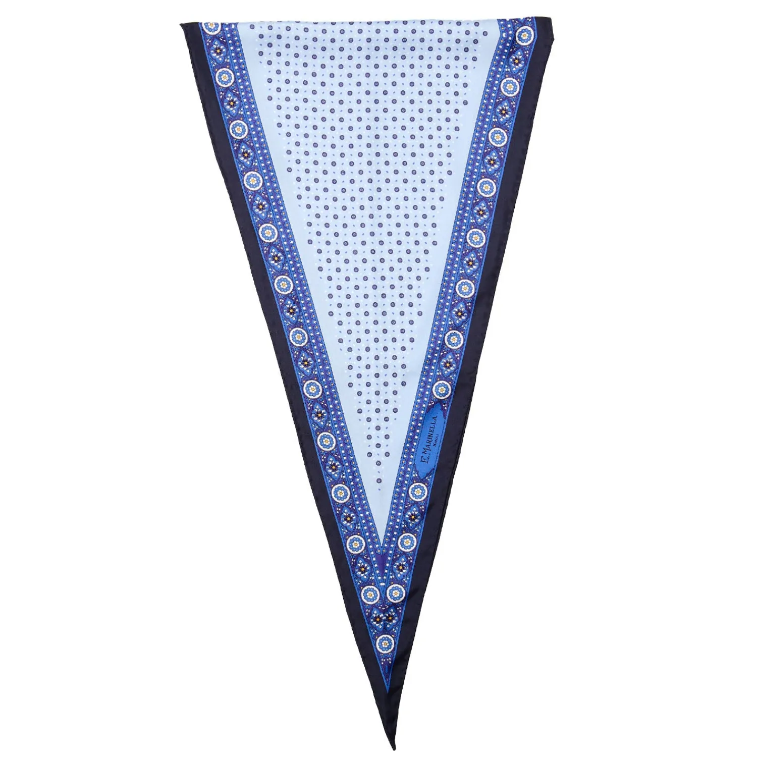 E.Marinella Foulard|FOULARD ROMBO IN SETA BLU Microfantasia fiore