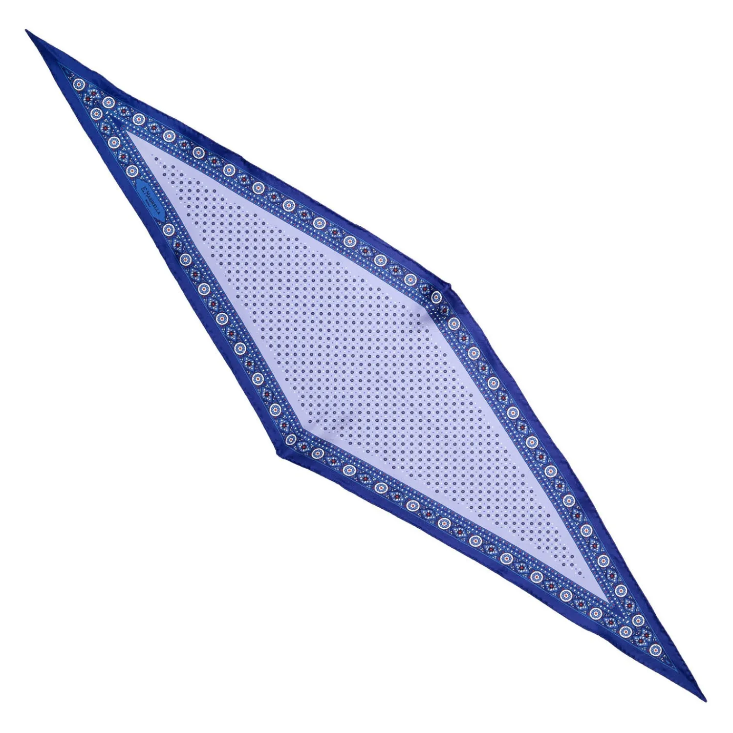 E.Marinella Foulard|FOULARD ROMBO IN SETA BLU Microfantasia fiore