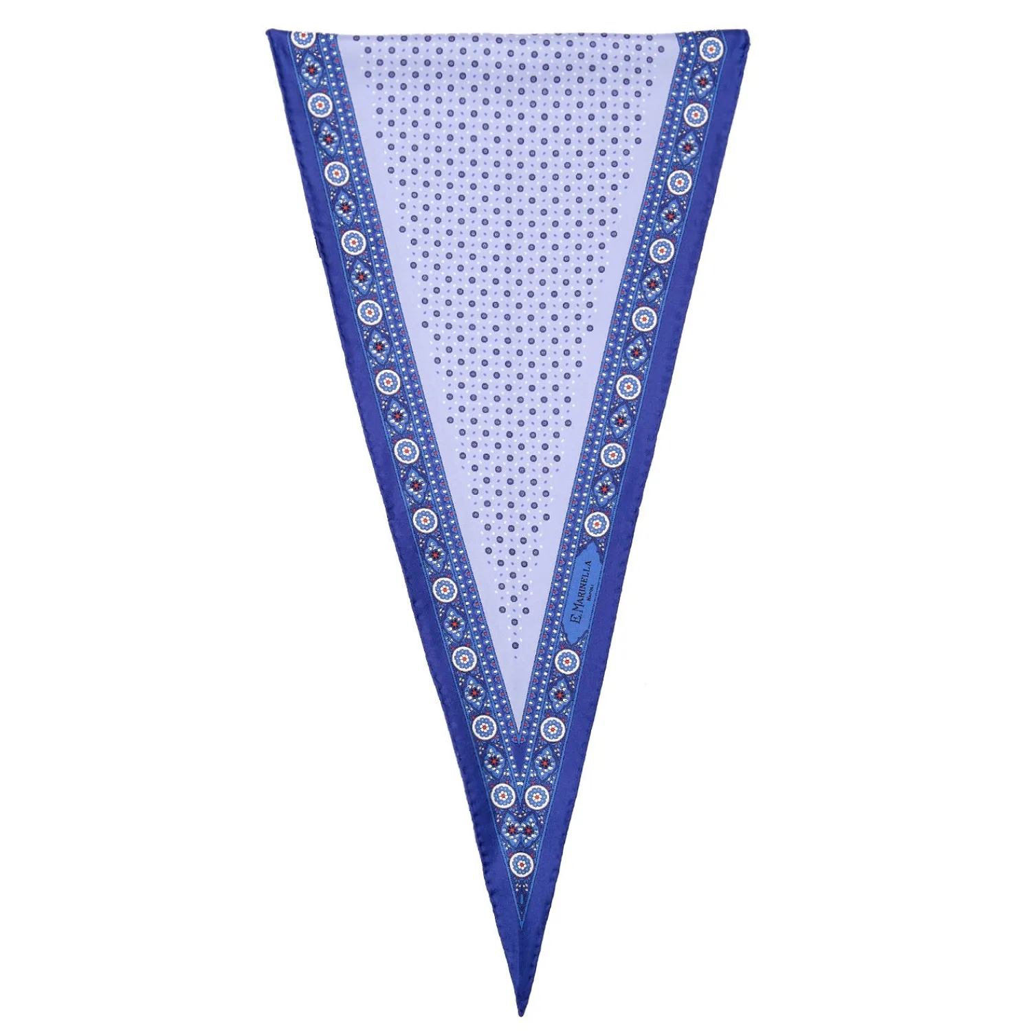 E.Marinella Foulard|FOULARD ROMBO IN SETA BLU Microfantasia fiore