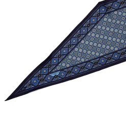 E.Marinella Foulard|FOULARD ROMBO IN SETA BLU SCURO Microfantasia fiore