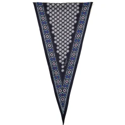 E.Marinella Foulard|FOULARD ROMBO IN SETA BLU SCURO Microfantasia fiore