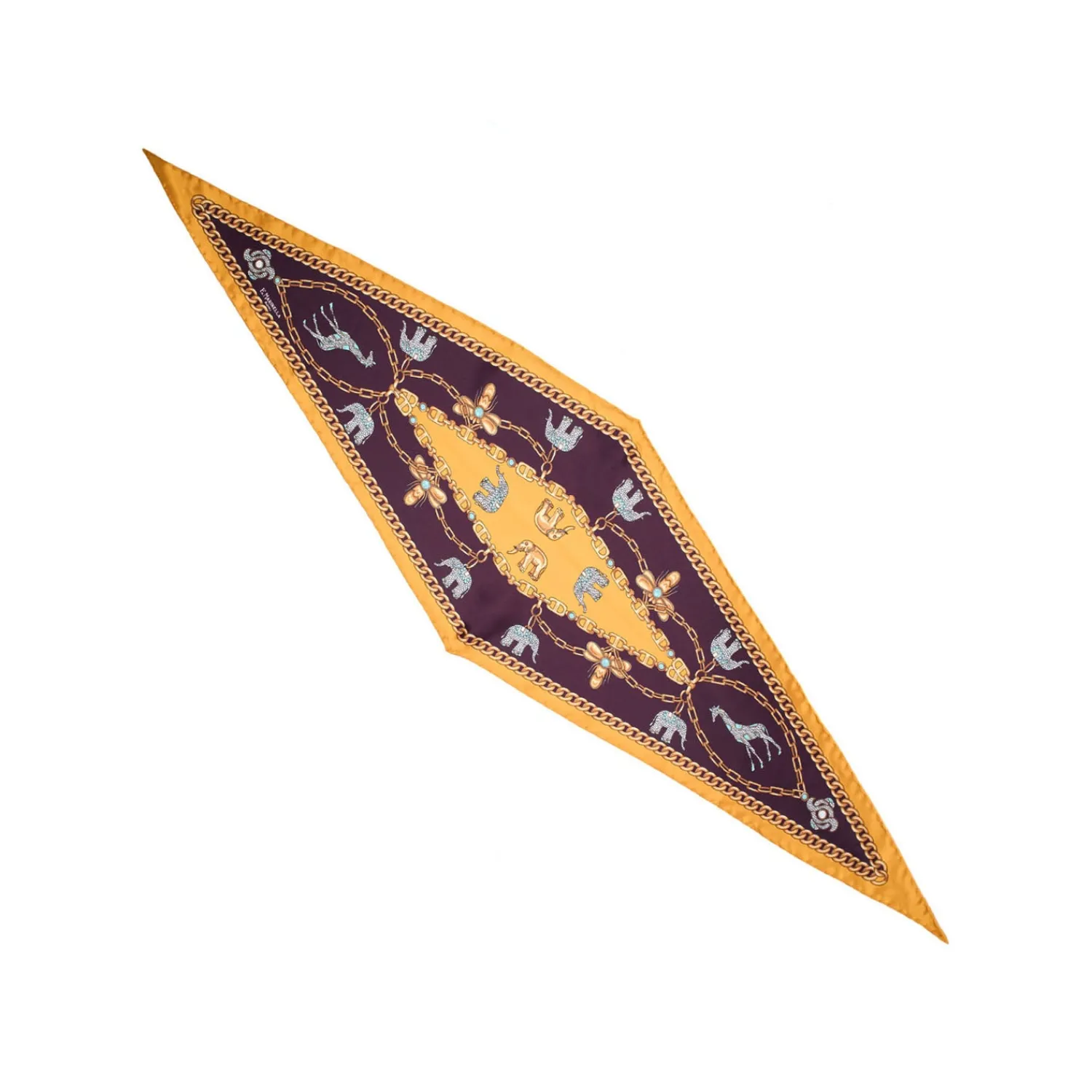 E.Marinella FOULARD|FOULARD ROMBO IN SETA GIALLO Collezione lucky charm