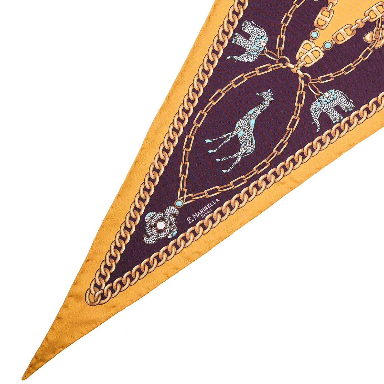 E.Marinella FOULARD|FOULARD ROMBO IN SETA GIALLO Collezione lucky charm