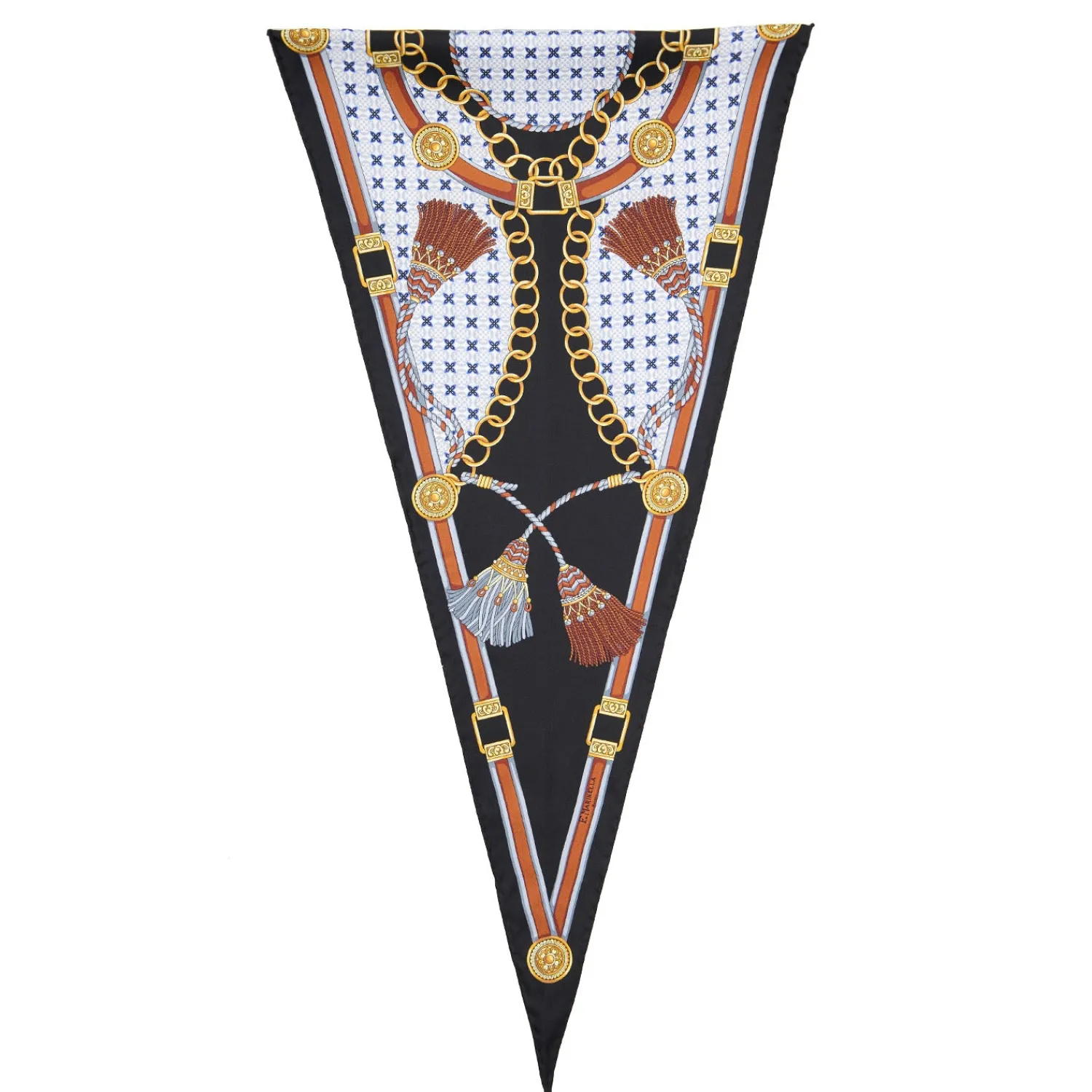 E.Marinella FOULARD|FOULARD ROMBO IN SETA NERO Collezione lucky charm