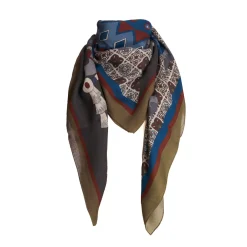 E.Marinella Sciarpe Invernali|FOULARD VERDE CHIARO E GRIGIO IN LANA Motivo etnico