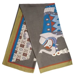 E.Marinella Sciarpe Invernali|FOULARD VERDE CHIARO E GRIGIO IN LANA Motivo etnico