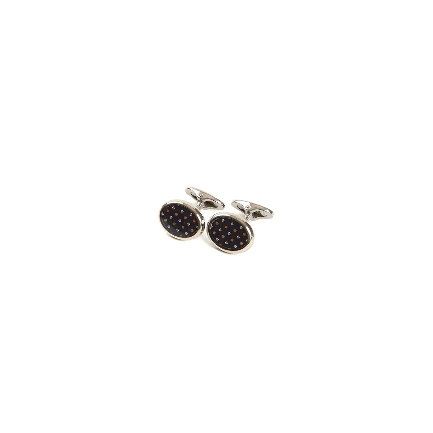 E.Marinella Gemelli|GEMELLI DA POLSO IN ARGENTO BLU SCURO Con microfantasia fiore