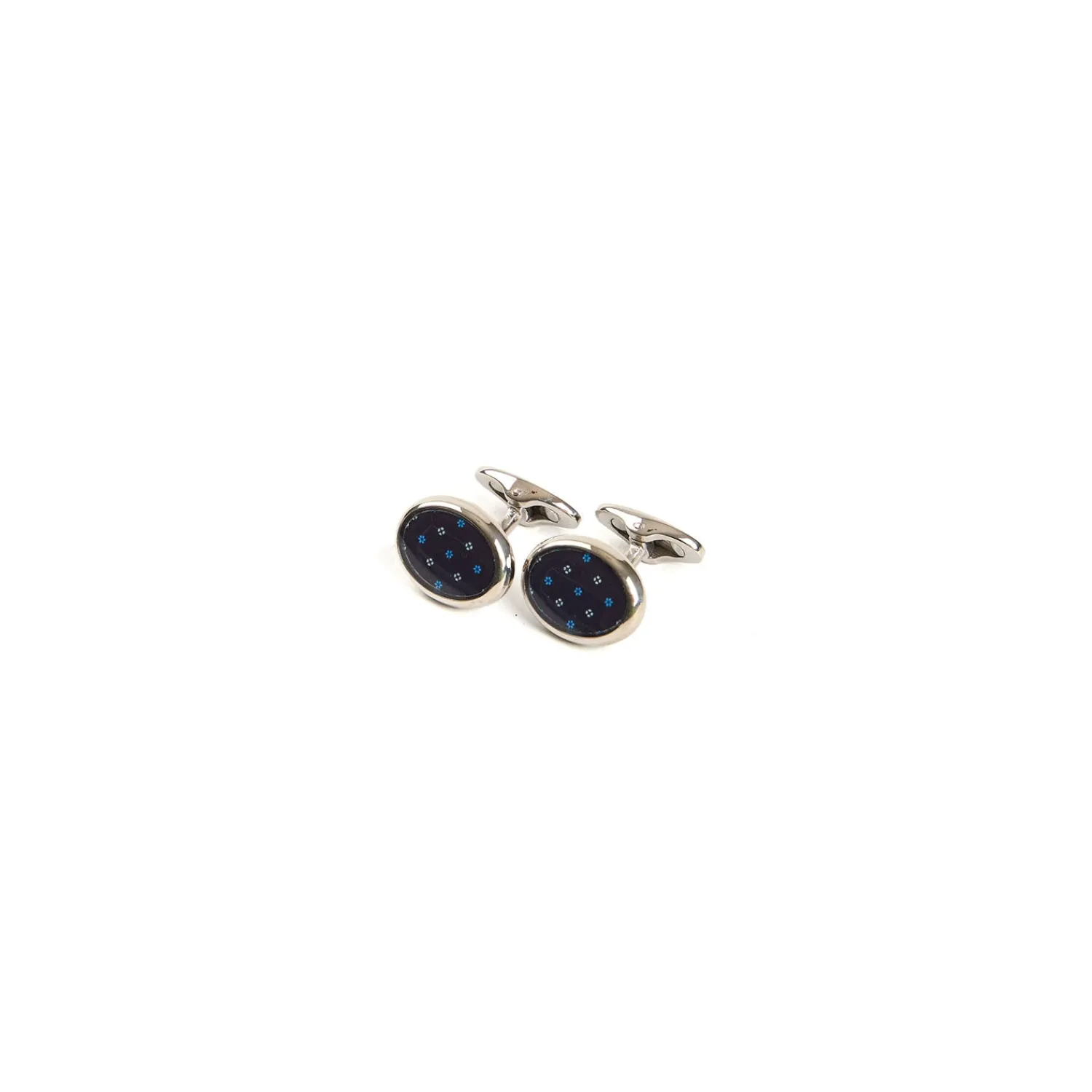 E.Marinella Gemelli|GEMELLI DA POLSO IN ARGENTO BLU Con microfantasia fiore