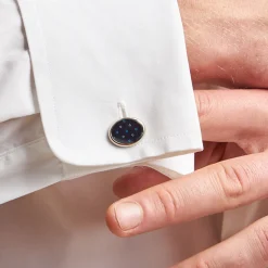 E.Marinella Gemelli|GEMELLI DA POLSO IN ARGENTO BLU Con microfantasia fiore