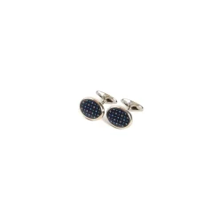 E.Marinella Gemelli|GEMELLI DA POLSO IN ARGENTO BLU SCURO Con microfantasia fiore
