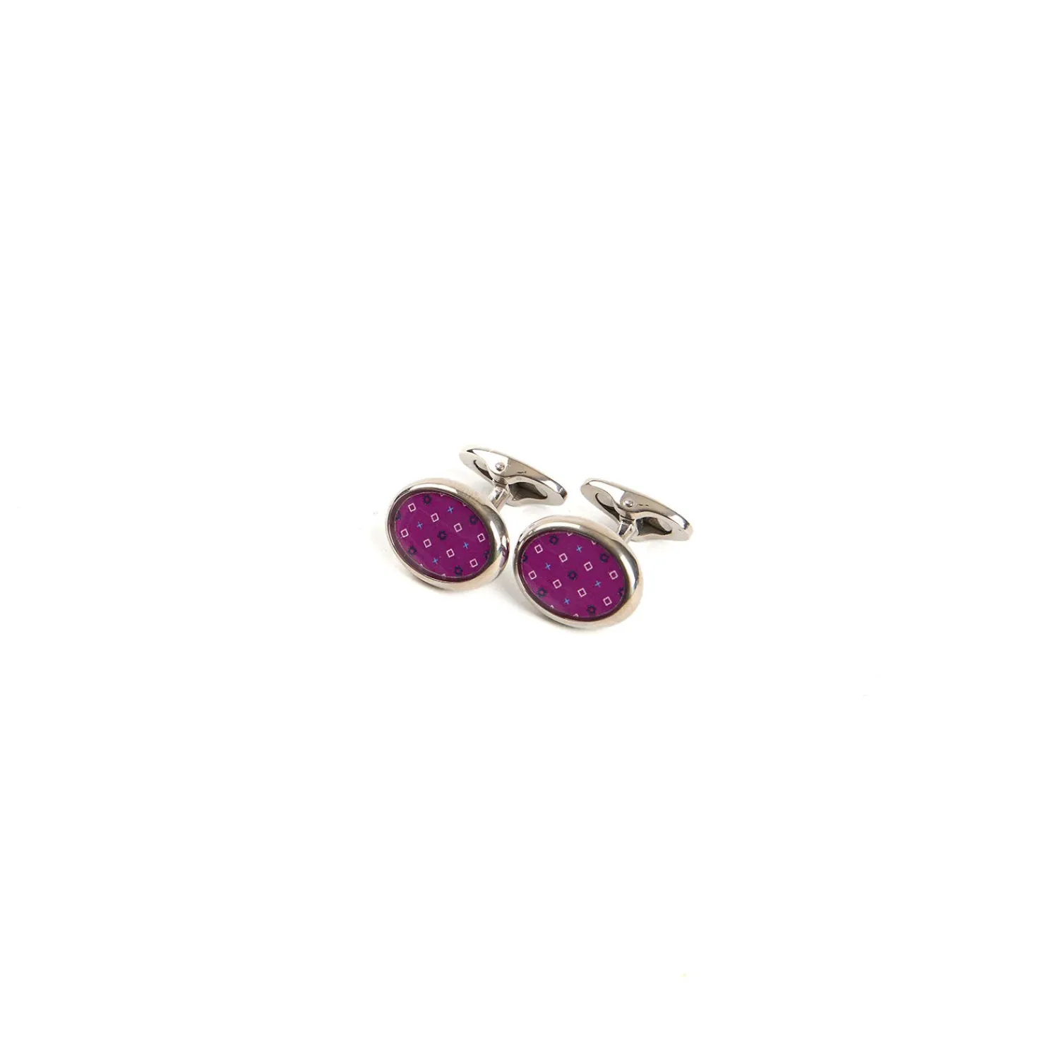 E.Marinella Gemelli|GEMELLI DA POLSO IN ARGENTO FUCSIA Con microfantasia fiore
