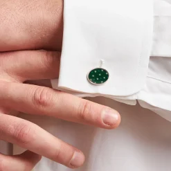 E.Marinella Gemelli|GEMELLI DA POLSO IN ARGENTO VERDE Con microfantasia fiore