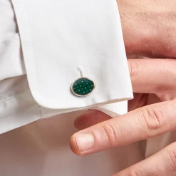 E.Marinella Gemelli|GEMELLI DA POLSO IN ARGENTO VERDECon microfantasia fiore