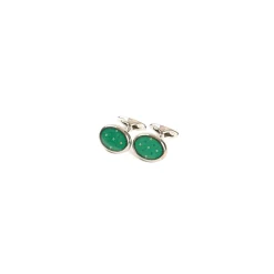 E.Marinella Gemelli|GEMELLI DA POLSO IN ARGENTO VERDE Con microfantasia fiore