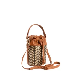 E.Marinella Mini Bag|MINI SECCHIELLO COLOR CUOIO In rafia e pelle