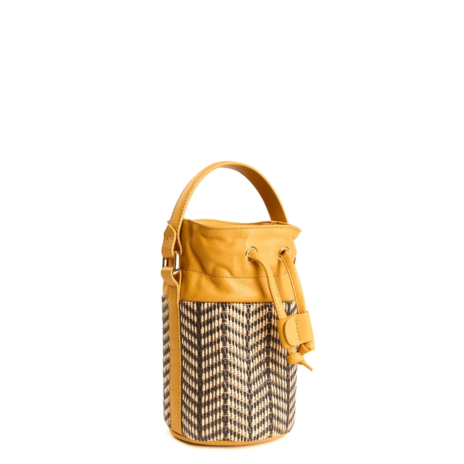 E.Marinella Mini Bag|MINI SECCHIELLO GIALLO In rafia e pelle