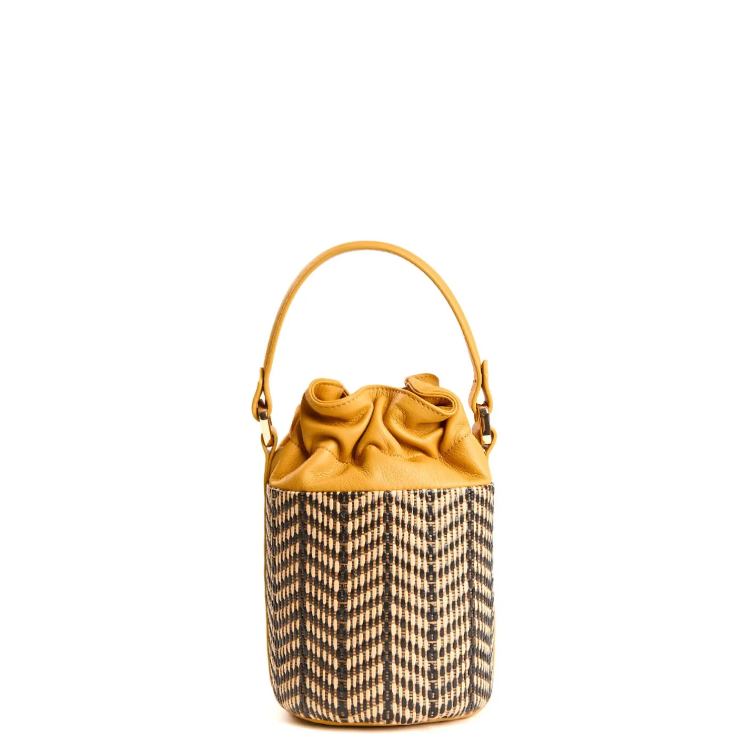 E.Marinella Mini Bag|MINI SECCHIELLO GIALLO In rafia e pelle