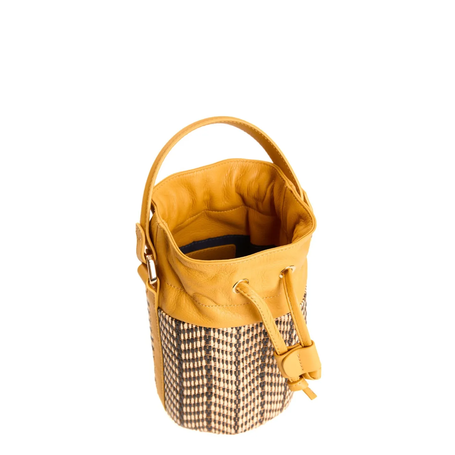 E.Marinella Mini Bag|MINI SECCHIELLO GIALLO In rafia e pelle