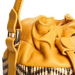 E.Marinella Mini Bag|MINI SECCHIELLO GIALLO In rafia e pelle
