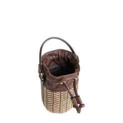 E.Marinella Mini Bag|MINI SECCHIELLO MARRONE In rafia e pelle